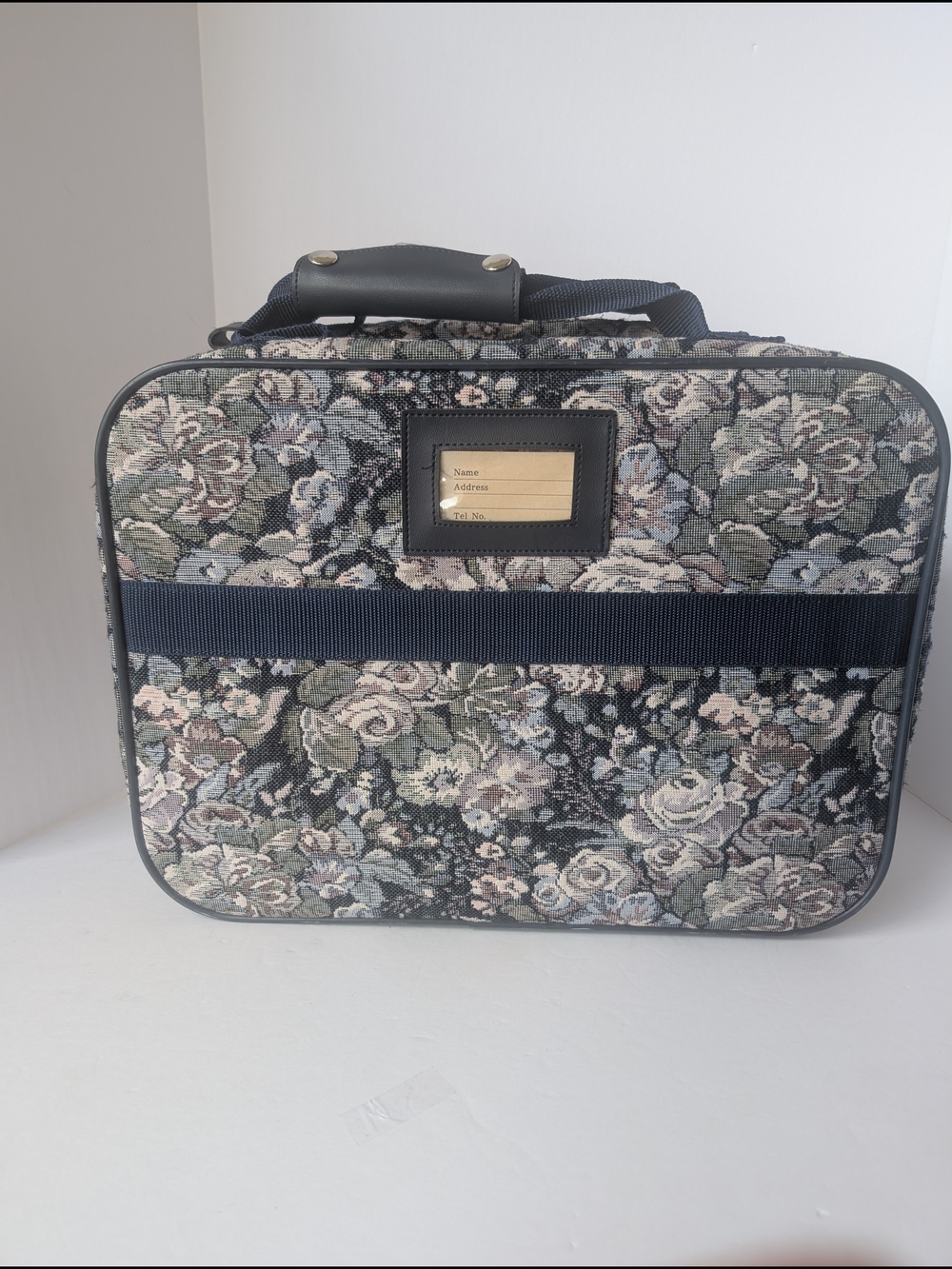 Vintage Tapestry Carry On Bag Floral Blue Travel Case Practical Concepts